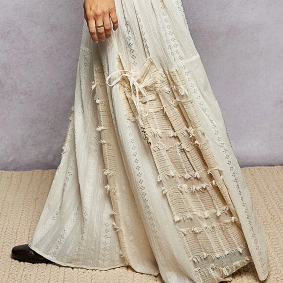 POL  Boho Ruffle Contrast Shell Trim Wide Leg Pants S-L - Picture 4 of 4